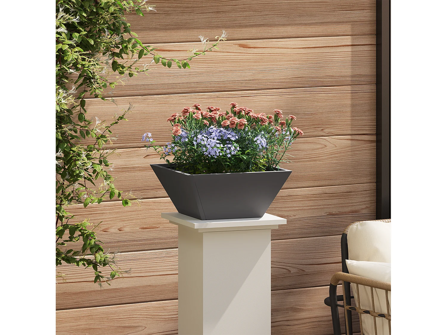 Pot en Métal Noir Métal 35 x 35 x 15 cm Durable Carré Moderne