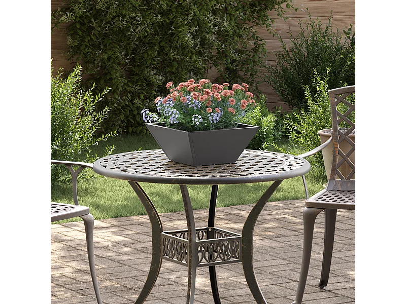 Pot en Métal Noir Métal 35 x 35 x 15 cm Durable Carré Moderne