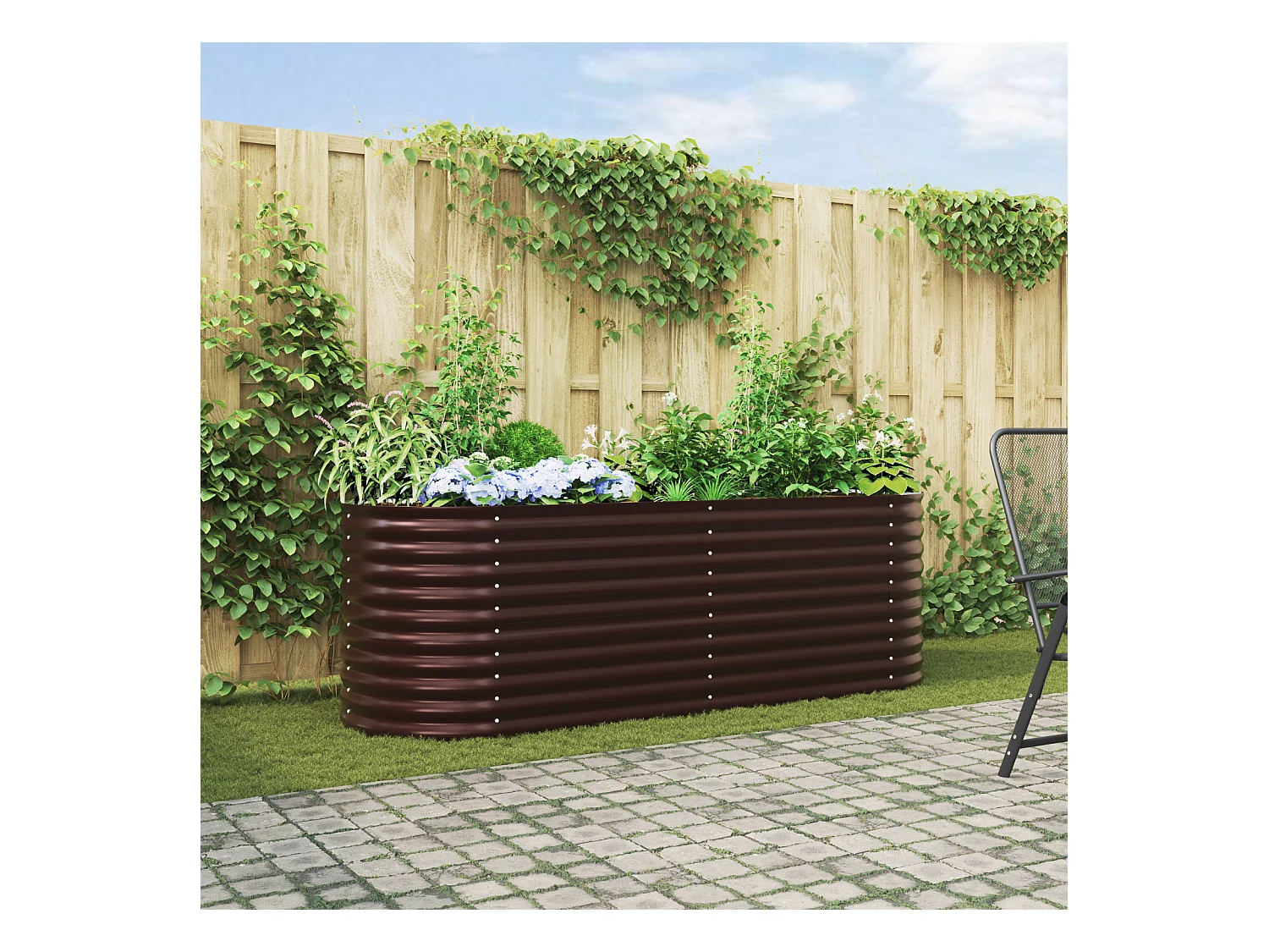 Bac de jardin surélevé marron 240x80x81 cm en acier galvanisé