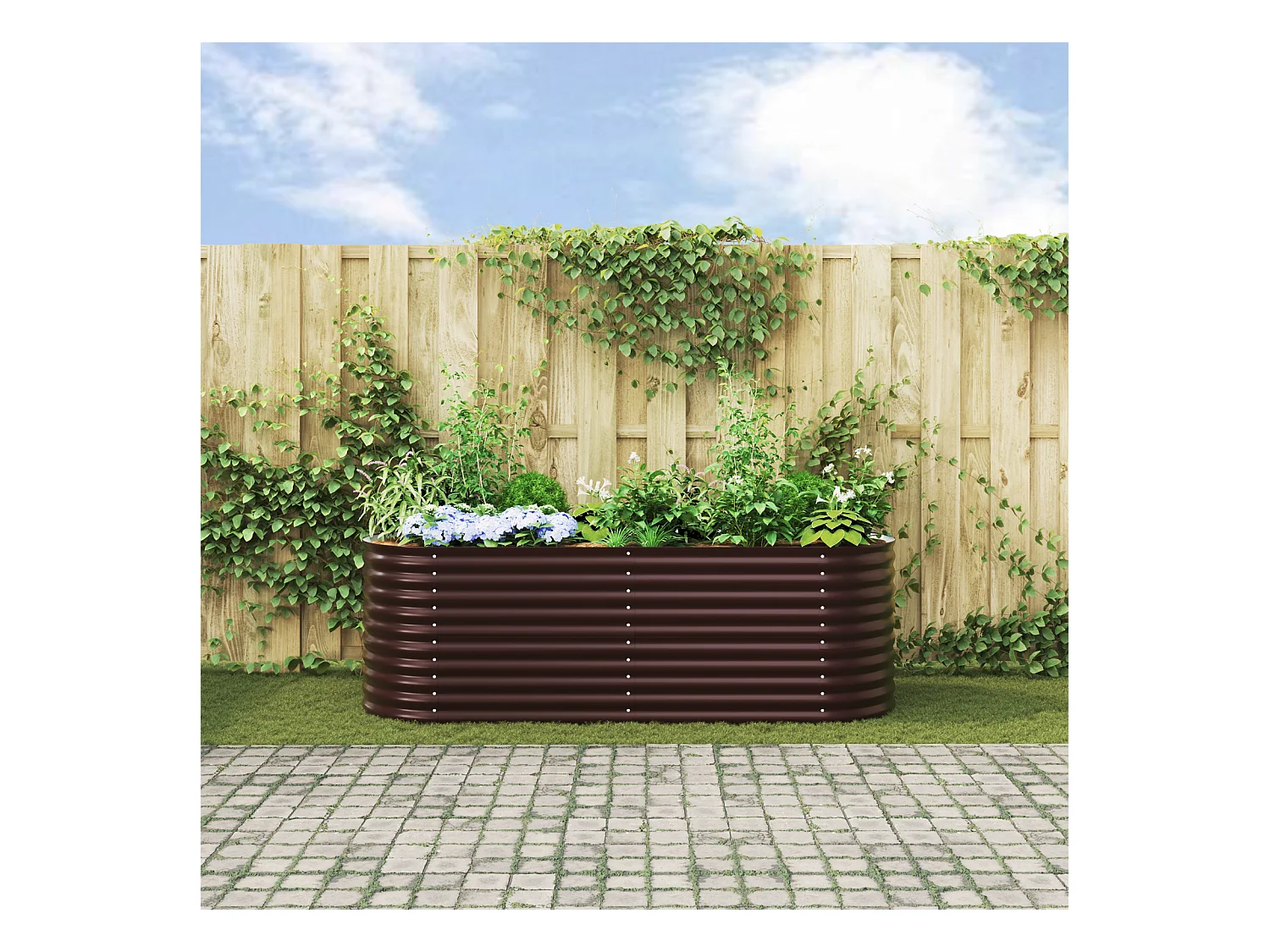 Bac de jardin surélevé marron 240x80x81 cm en acier galvanisé