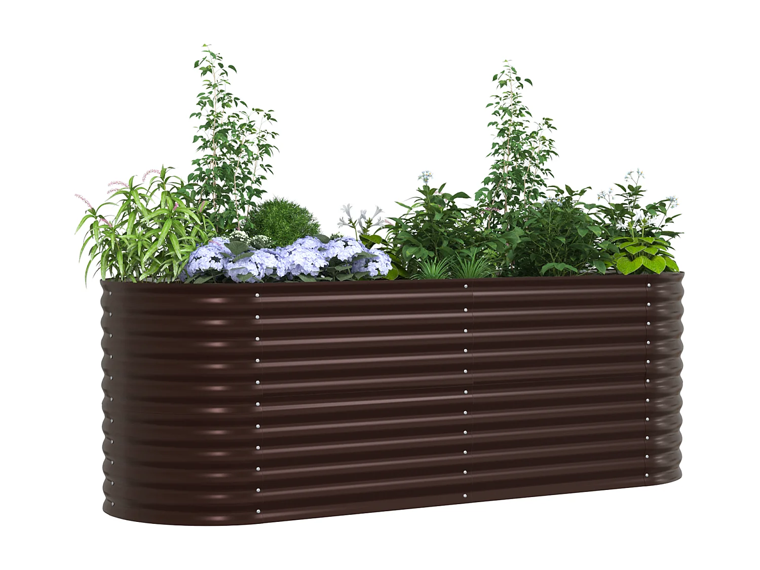 Bruin verhoogd tuinbed 240x80x81 cm in gegalvaniseerd staal