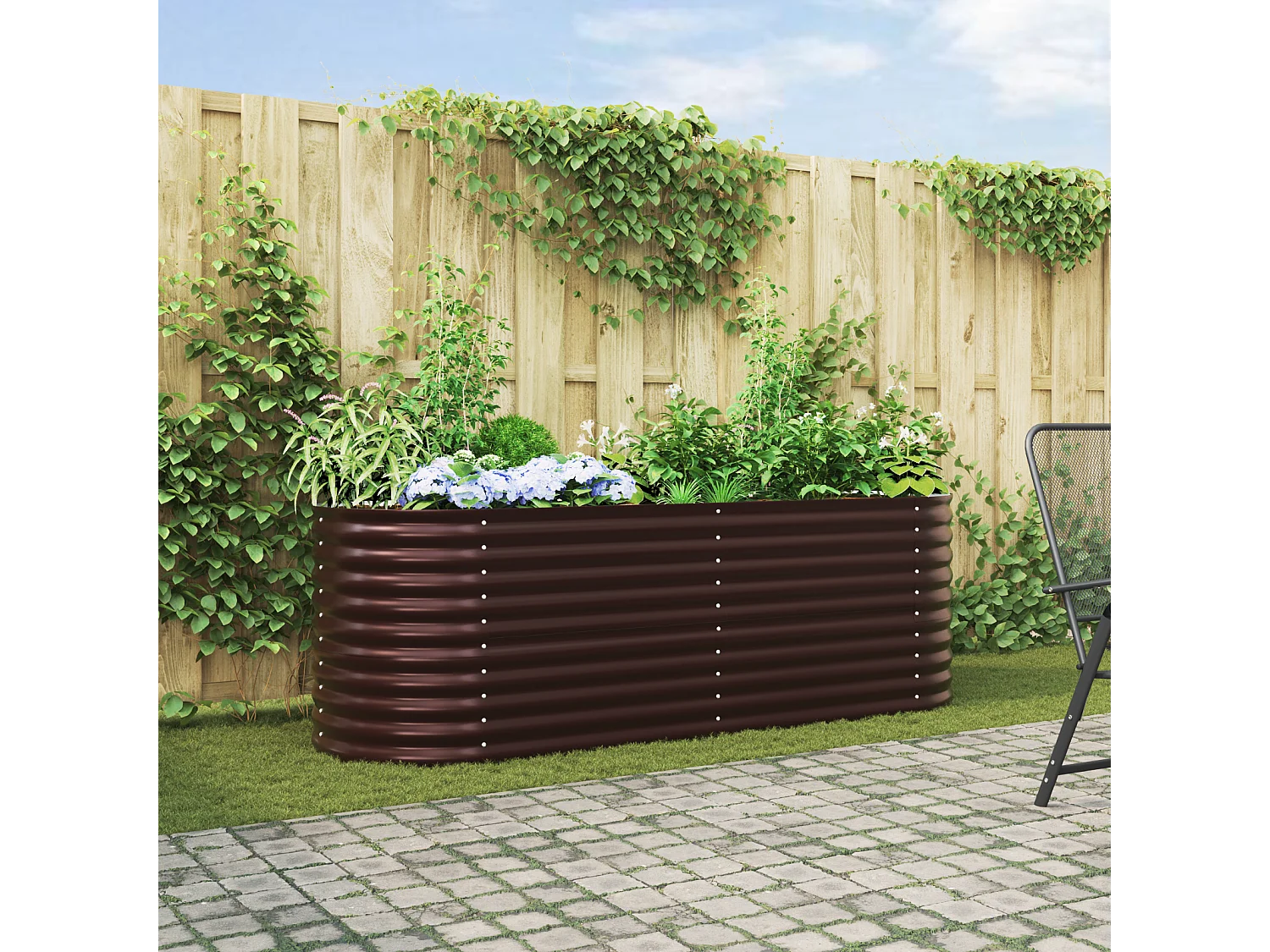 Bac de jardin surélevé marron 240x80x81 cm en acier galvanisé
