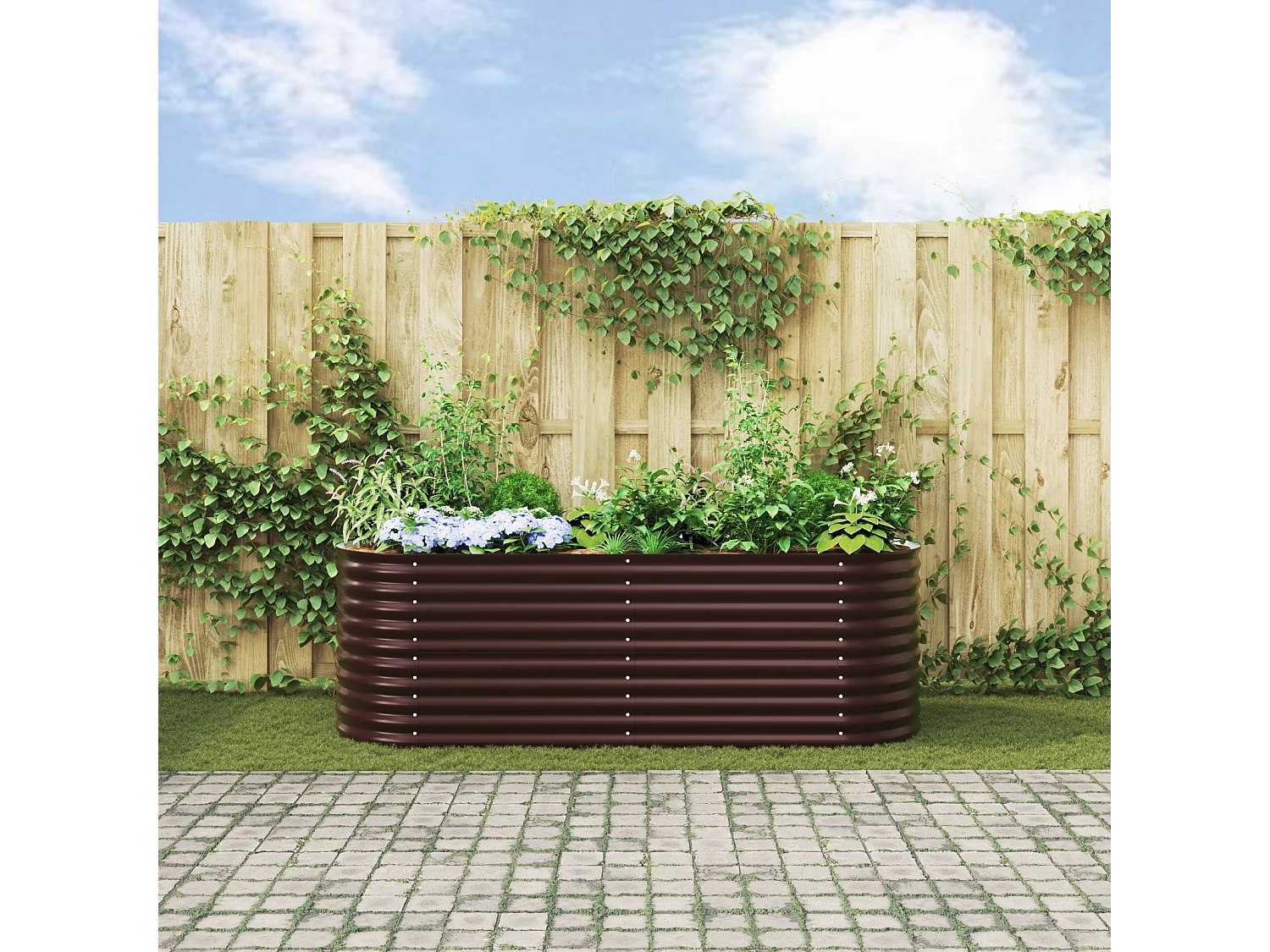 Bac de jardin surélevé marron 240x80x81 cm en acier galvanisé