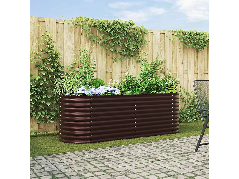 Braunes Hochbeet 240x80x81 cm aus verzinktem Stahl