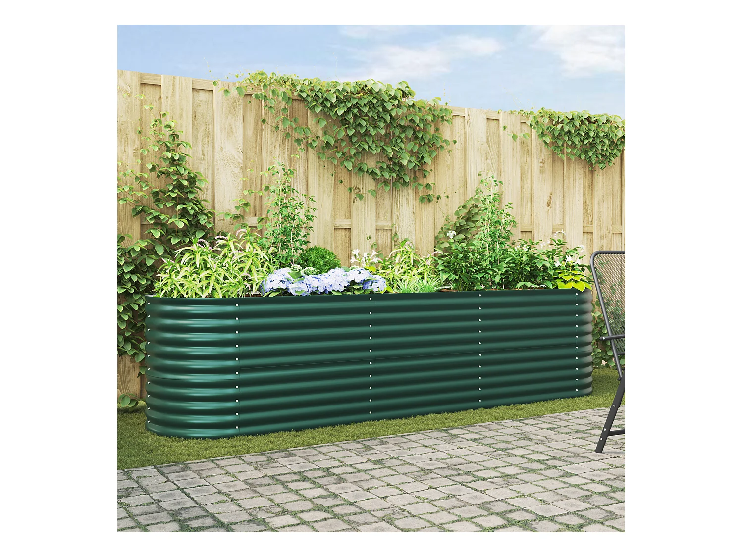 Jardin surélevé vert 320x80x81 cm en acier galvanisé