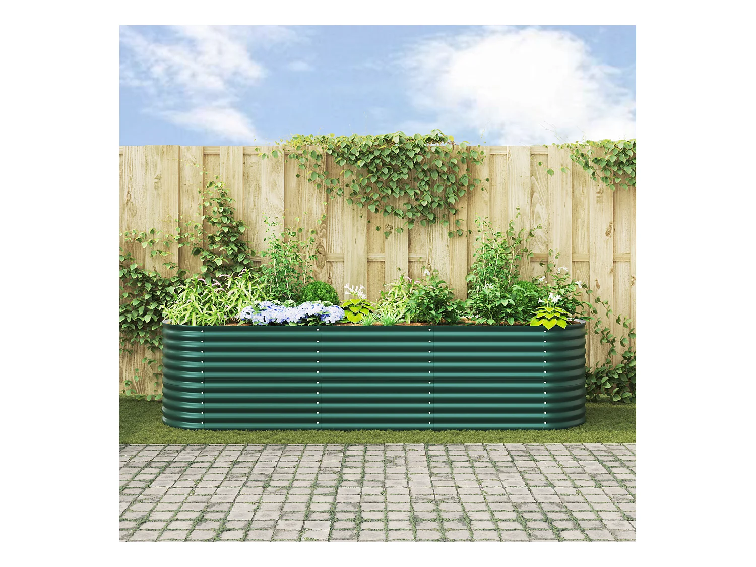 Jardin surélevé vert 320x80x81 cm en acier galvanisé