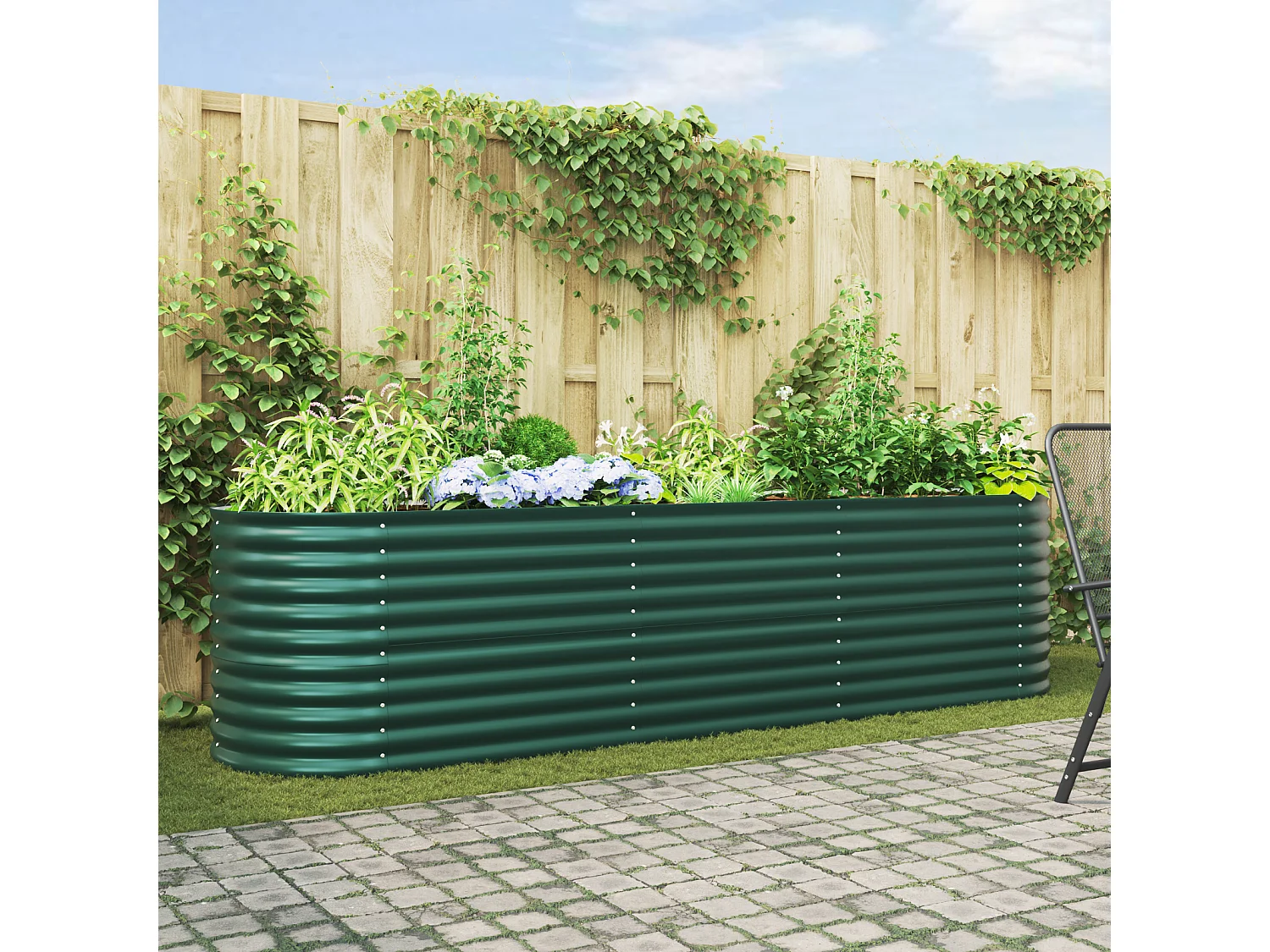 Jardin surélevé vert 320x80x81 cm en acier galvanisé