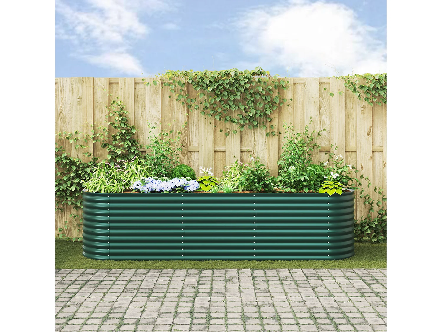 Jardin surélevé vert 320x80x81 cm en acier galvanisé