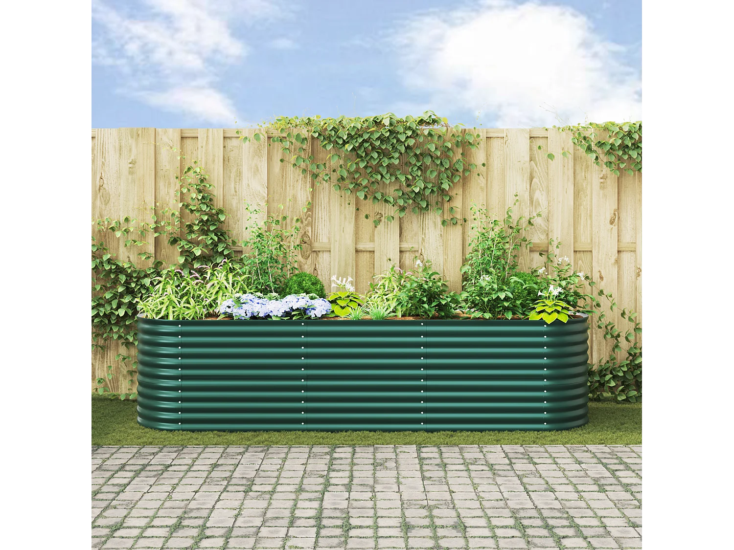 Jardin surélevé vert 320x80x81 cm en acier galvanisé