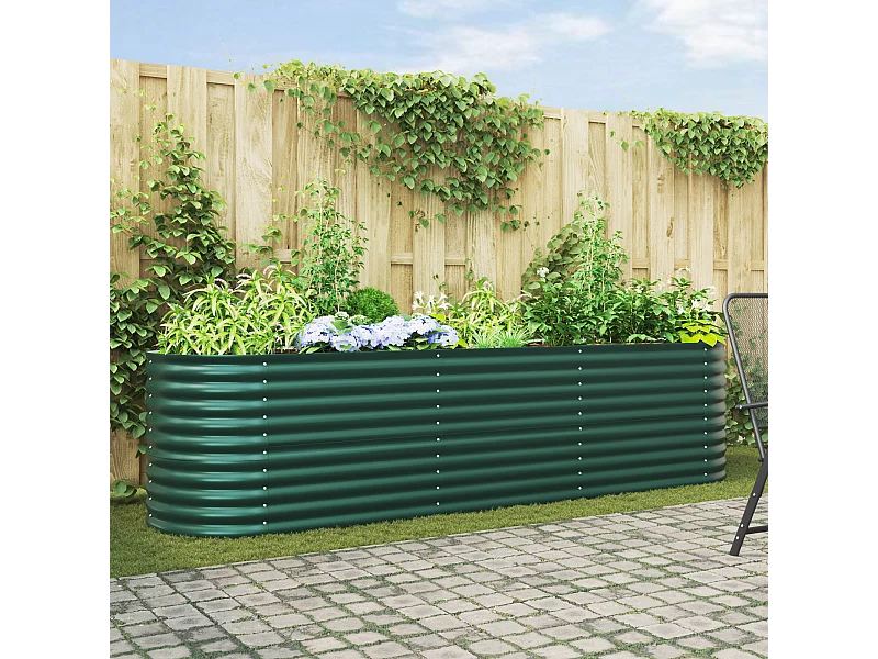 Jardin surélevé vert 320x80x81 cm en acier galvanisé