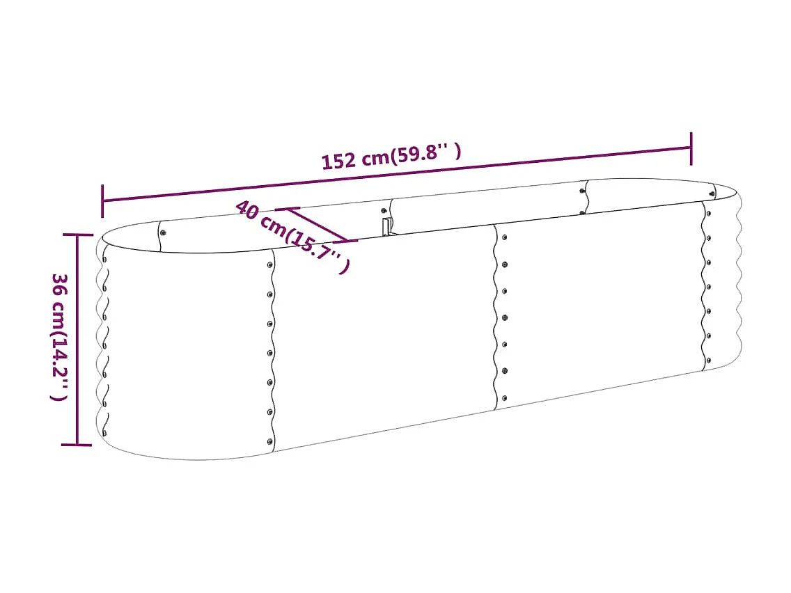 Lit surélevé de jardin Acier enduit de poudre 152x40x36 cm Vert