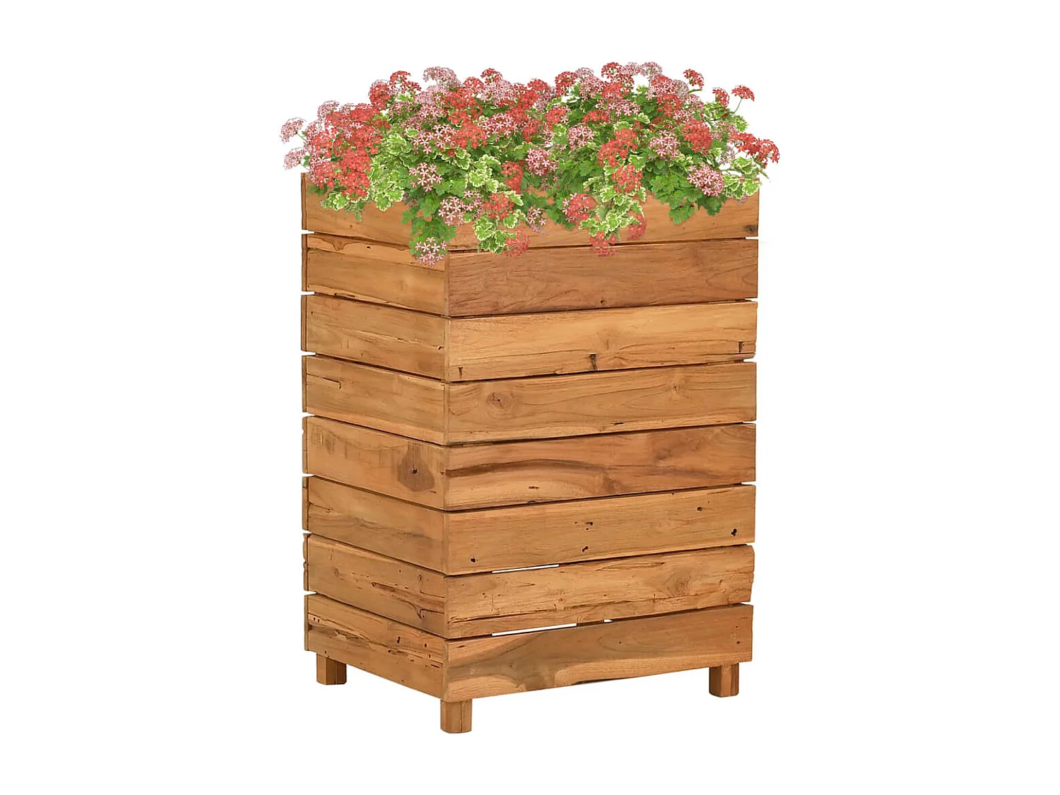 Jardinera elevada 50x40x72 cm madera de teca reciclada y acero