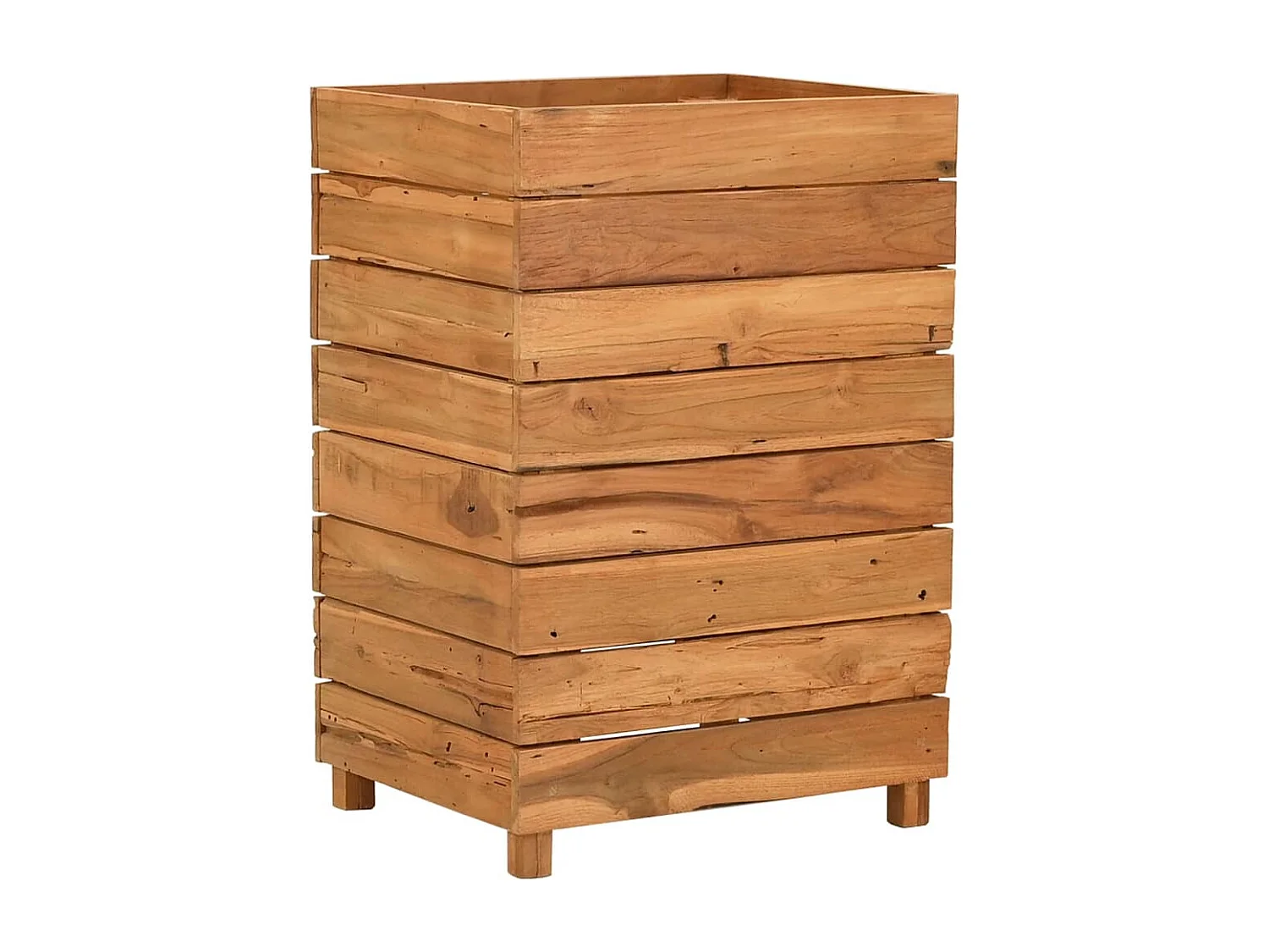 Jardinera elevada 50x40x72 cm madera de teca reciclada y acero