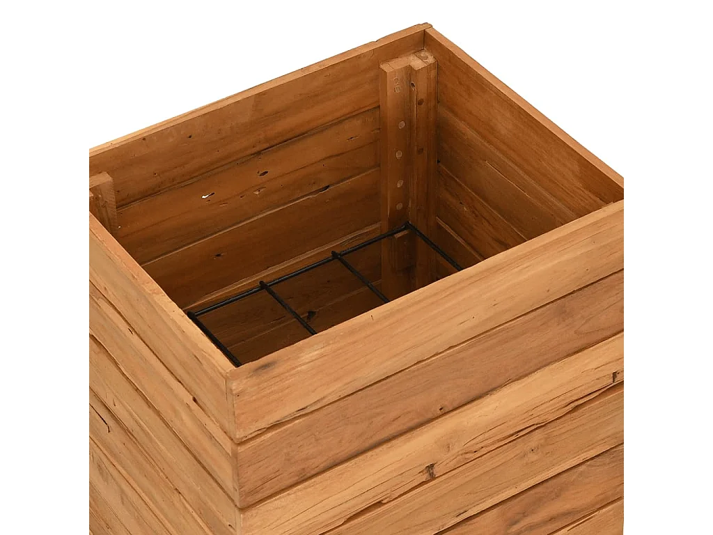 Jardinera elevada 50x40x72 cm madera de teca reciclada y acero