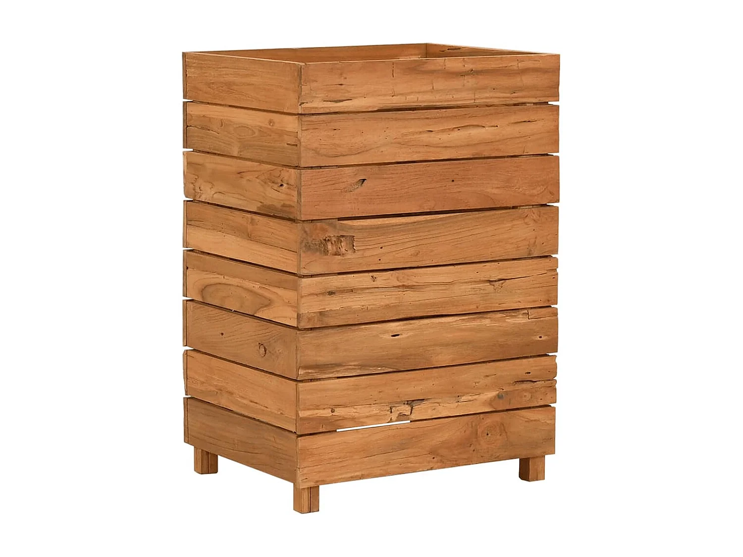 Jardinera elevada 50x40x72 cm madera de teca reciclada y acero