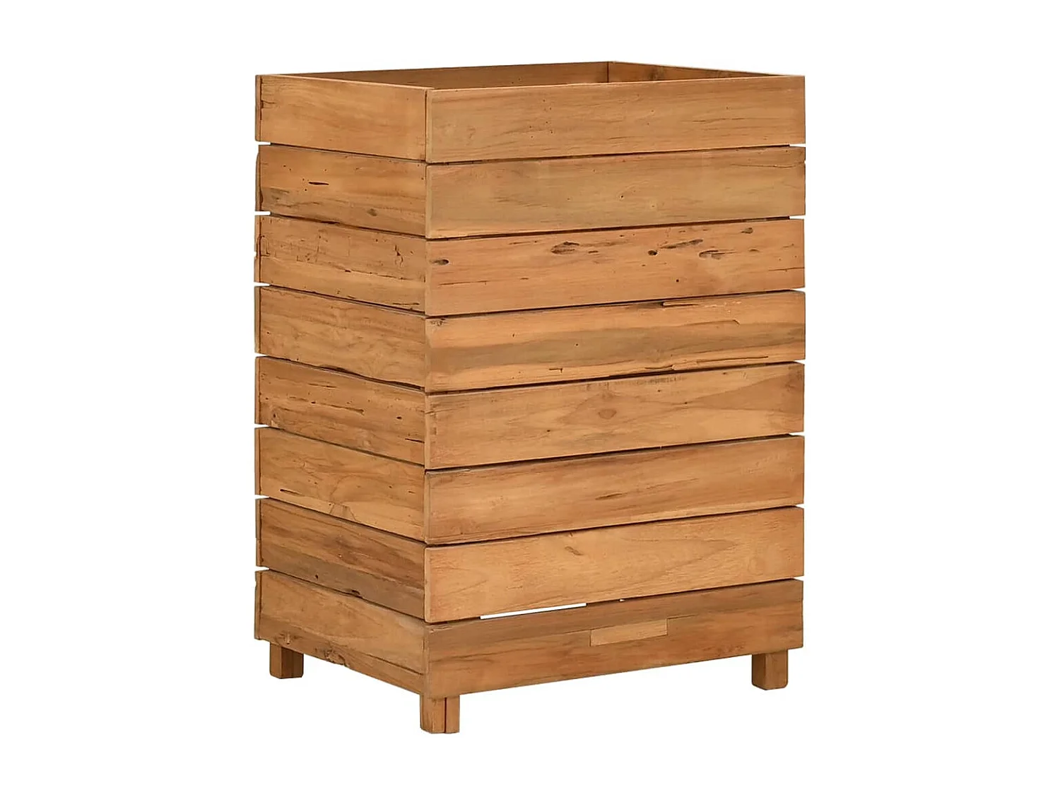 Jardinera elevada 50x40x72 cm madera de teca reciclada y acero