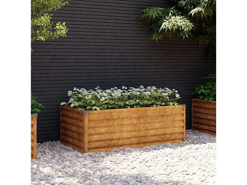 Letto da giardino rialzato 100x50x36 cm in acciaio corten