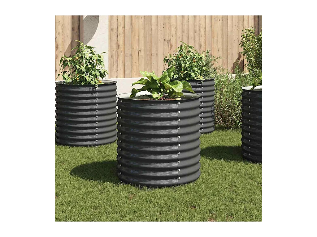 Verhoogd tuinbed 80x80x81 cm Gegalvaniseerd staal Grijs