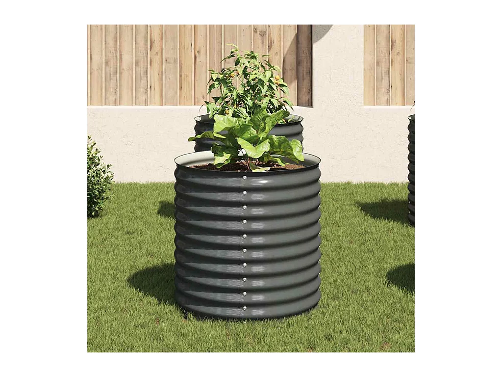 Verhoogd tuinbed 80x80x81 cm Gegalvaniseerd staal Grijs