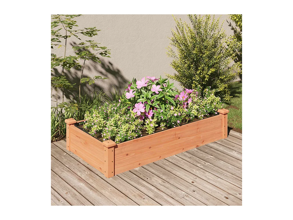 Lit surélevé de jardin doublure 120x60x25 cm bois massif sapin