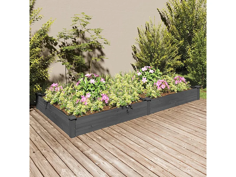 Lit surélevé de jardin doublure 240x120x25 cm bois massif sapin