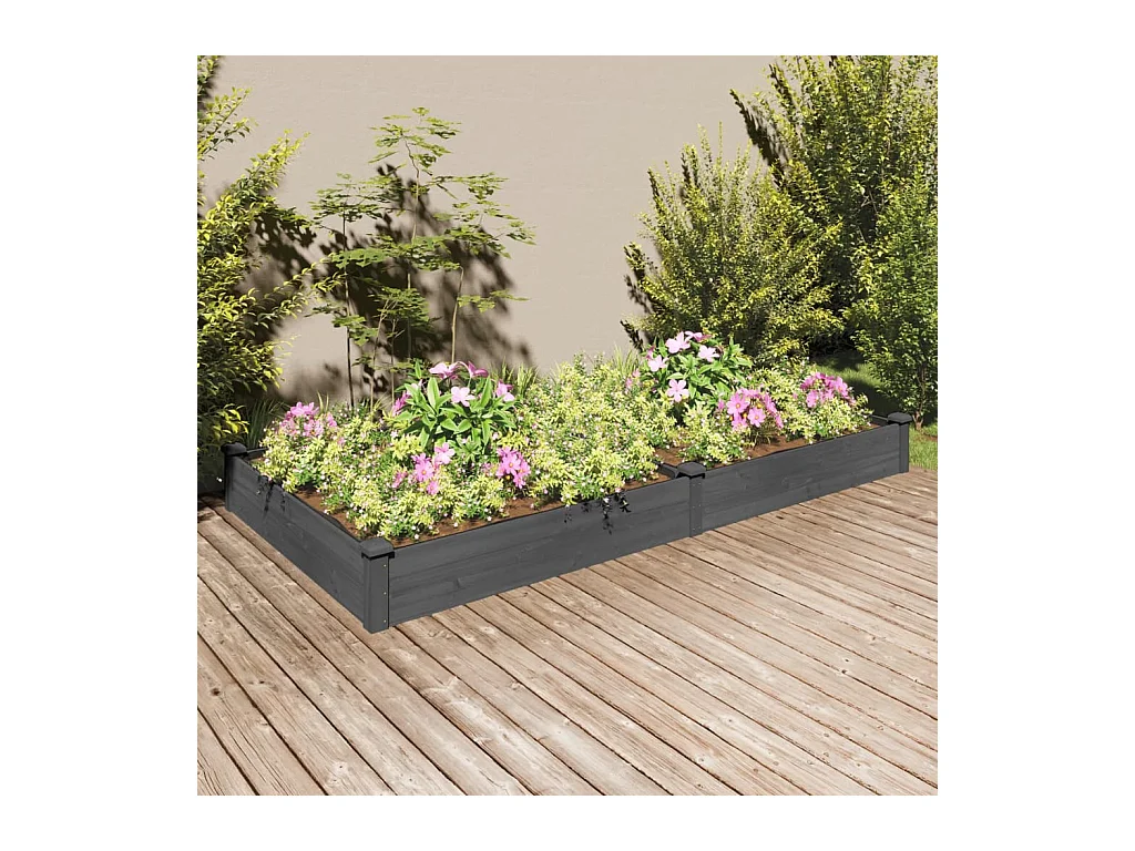 Lit surélevé de jardin doublure 240x120x25 cm bois massif sapin