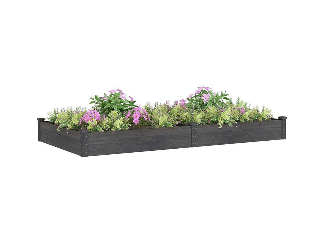 Lit surélevé de jardin doublure 240x120x25 cm bois massif sapin
