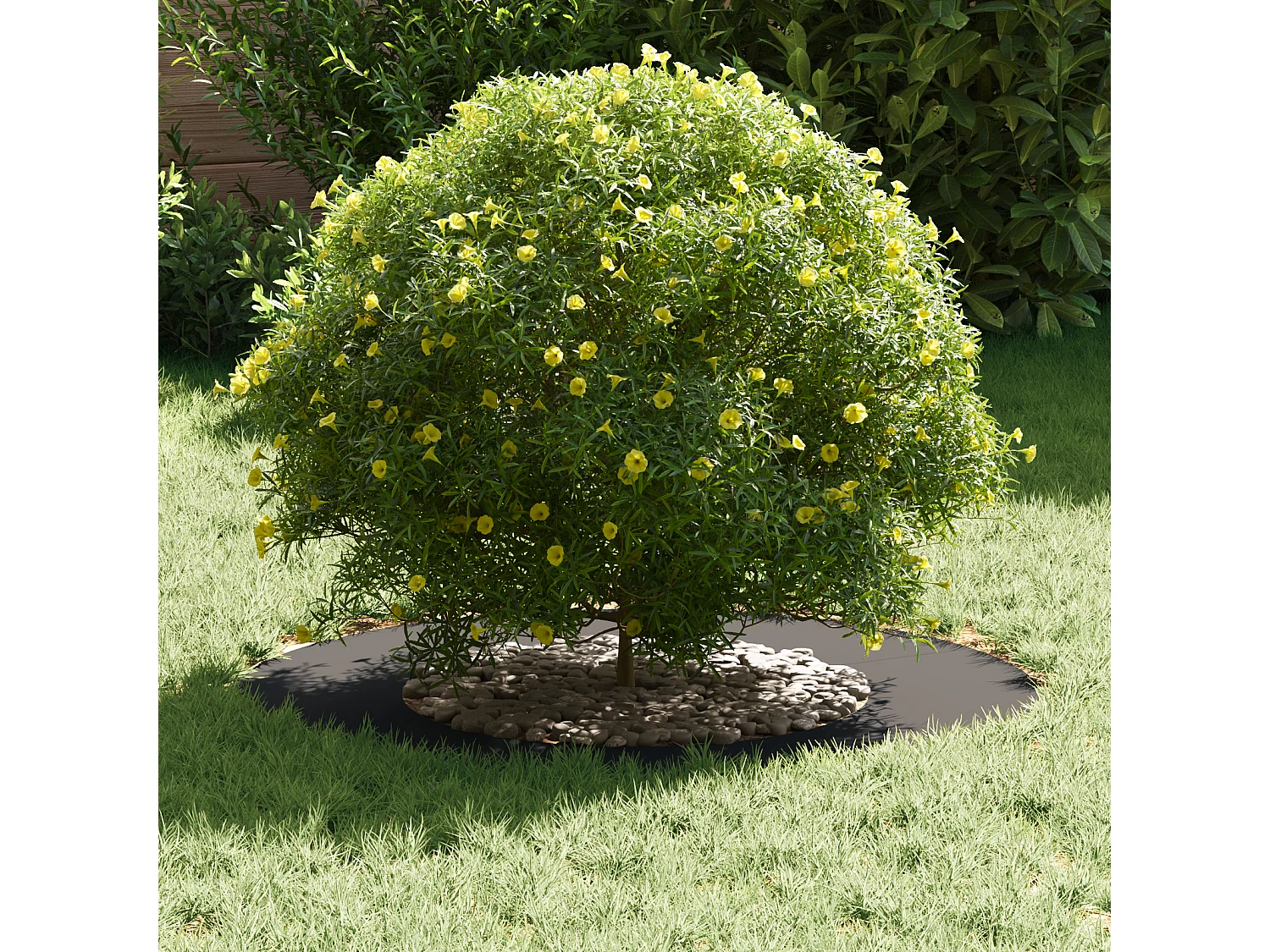 Zwarte metalen potring met een diameter van 70 cm