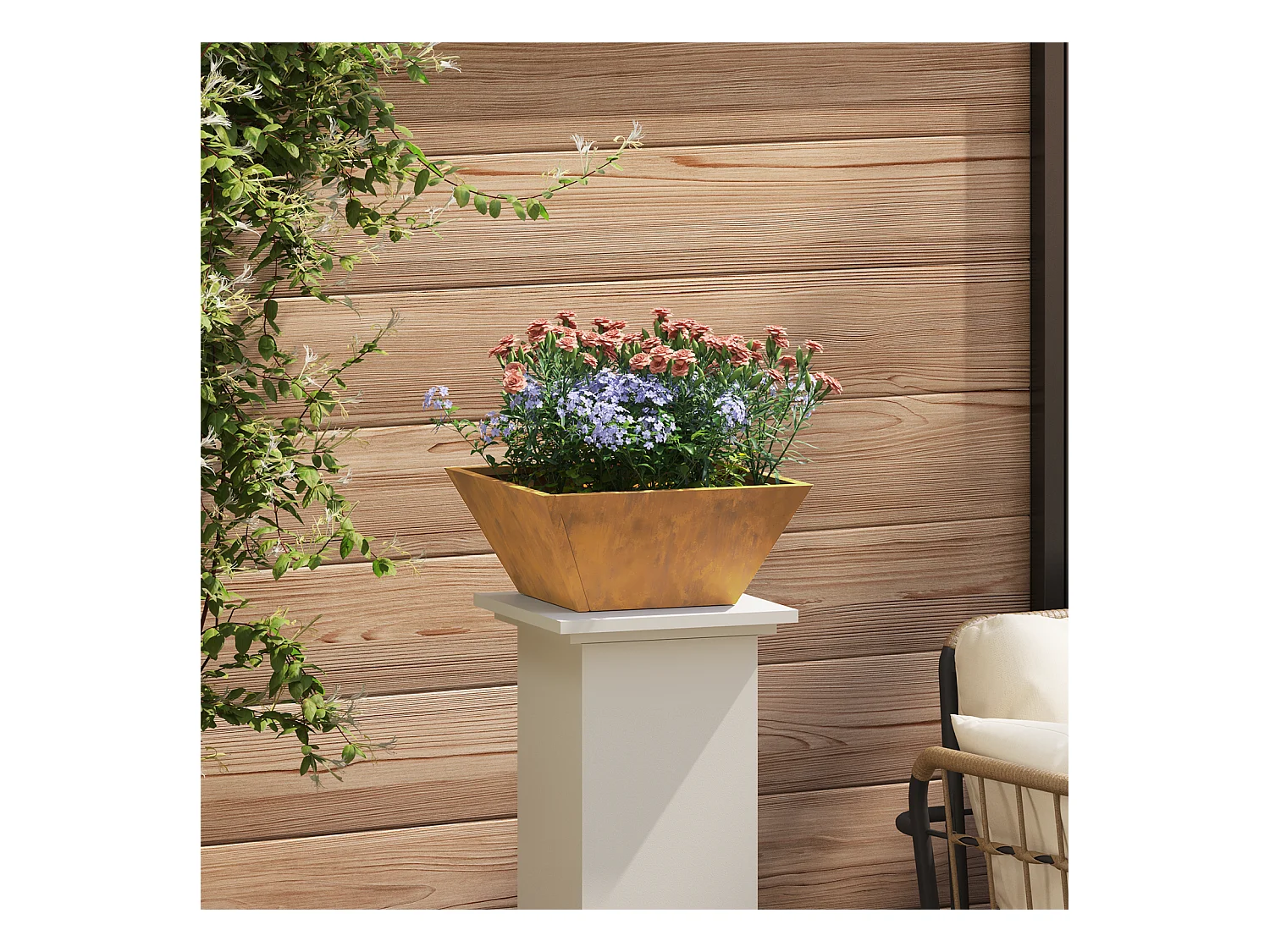 Pots en métal Acier résistant aux intempéries 35 x 35 x 15 cm