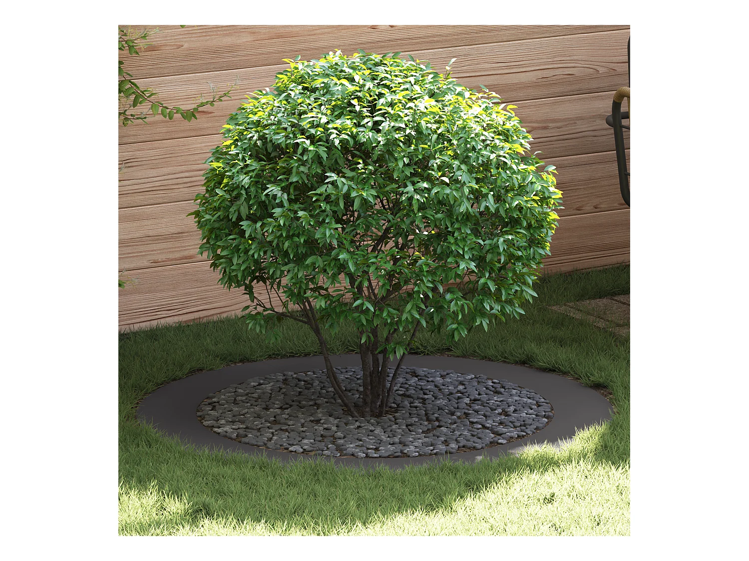 Großer schwarzer Metalltopf, große dekorative Einlagen