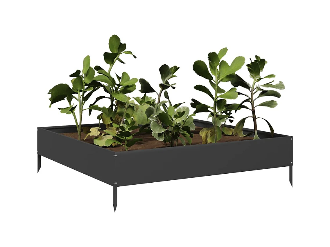Letto da giardino rialzato nero 100x100x26 cm in acciaio