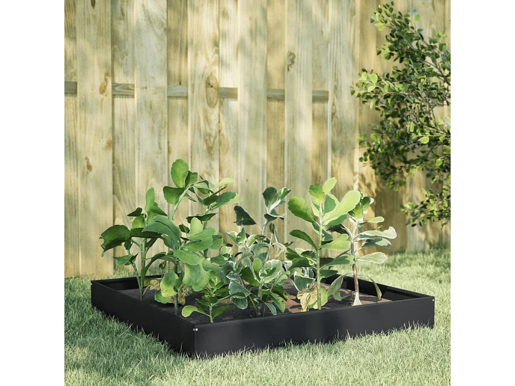 Bancal de jardín elevado negro 100x100x26 cm acero