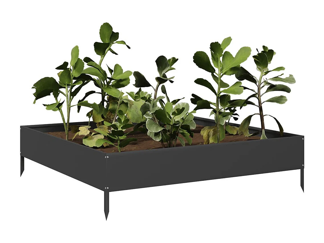 Bancal de jardín elevado negro 100x100x26 cm acero