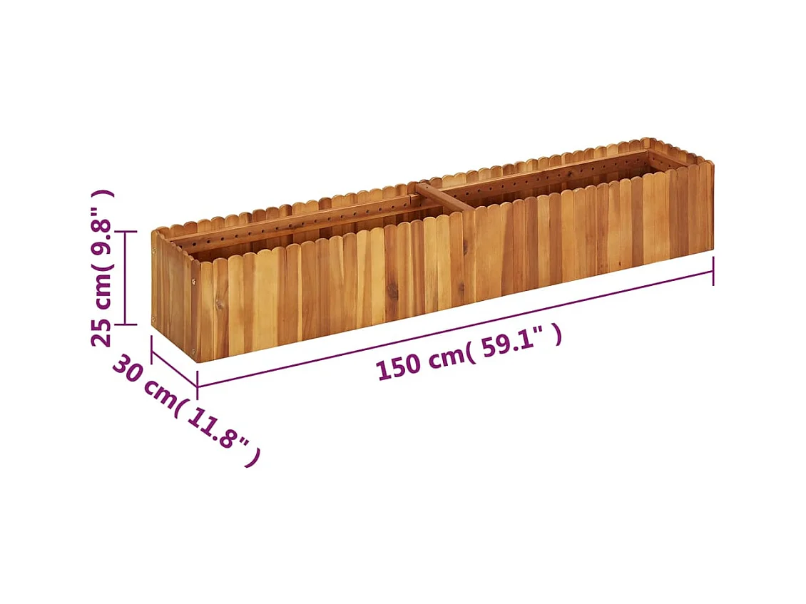 Verhoogd tuinbed 150x30x25 cm Massief acaciahout