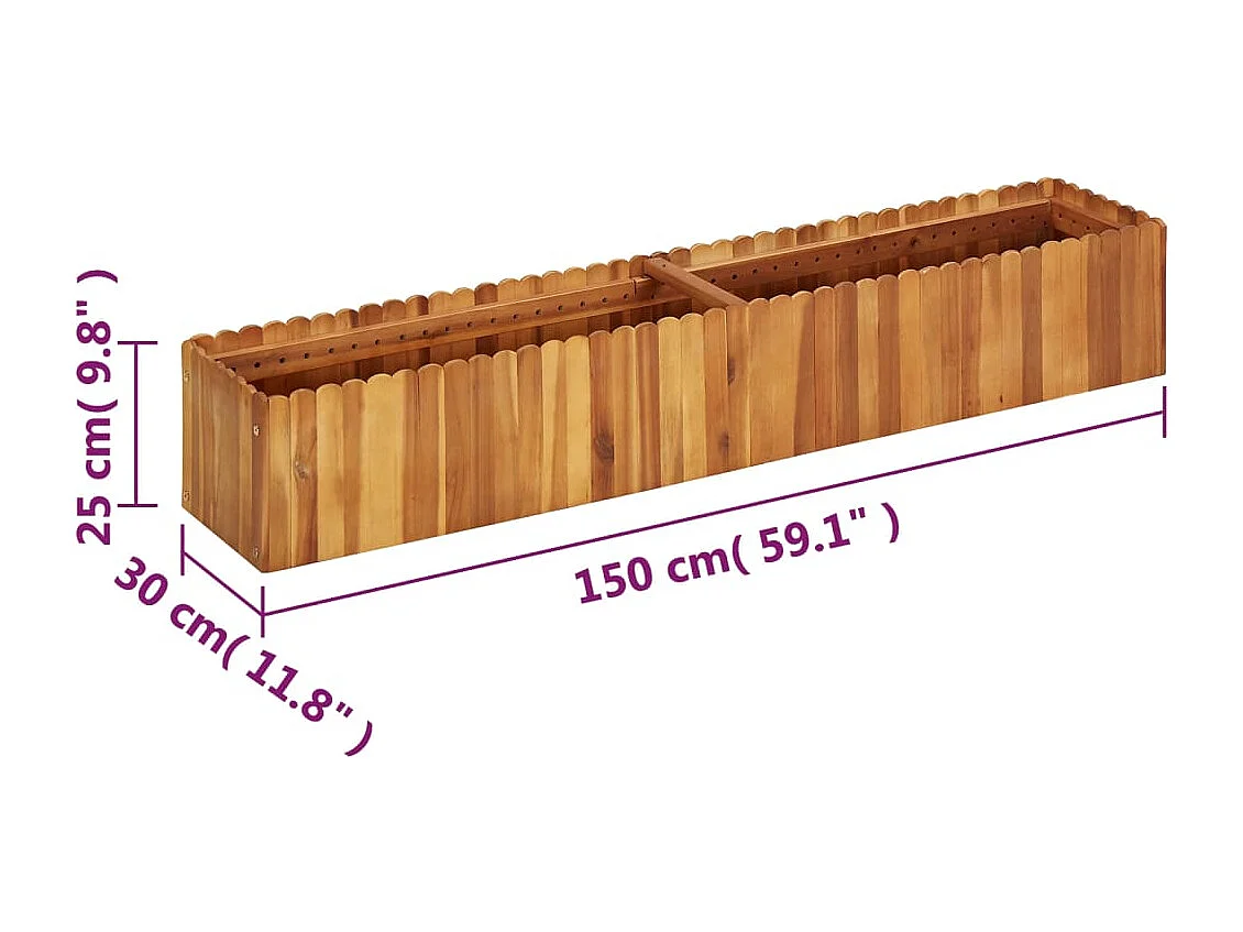 Bancal elevado 150x30x25 cm Madera maciza de acacia