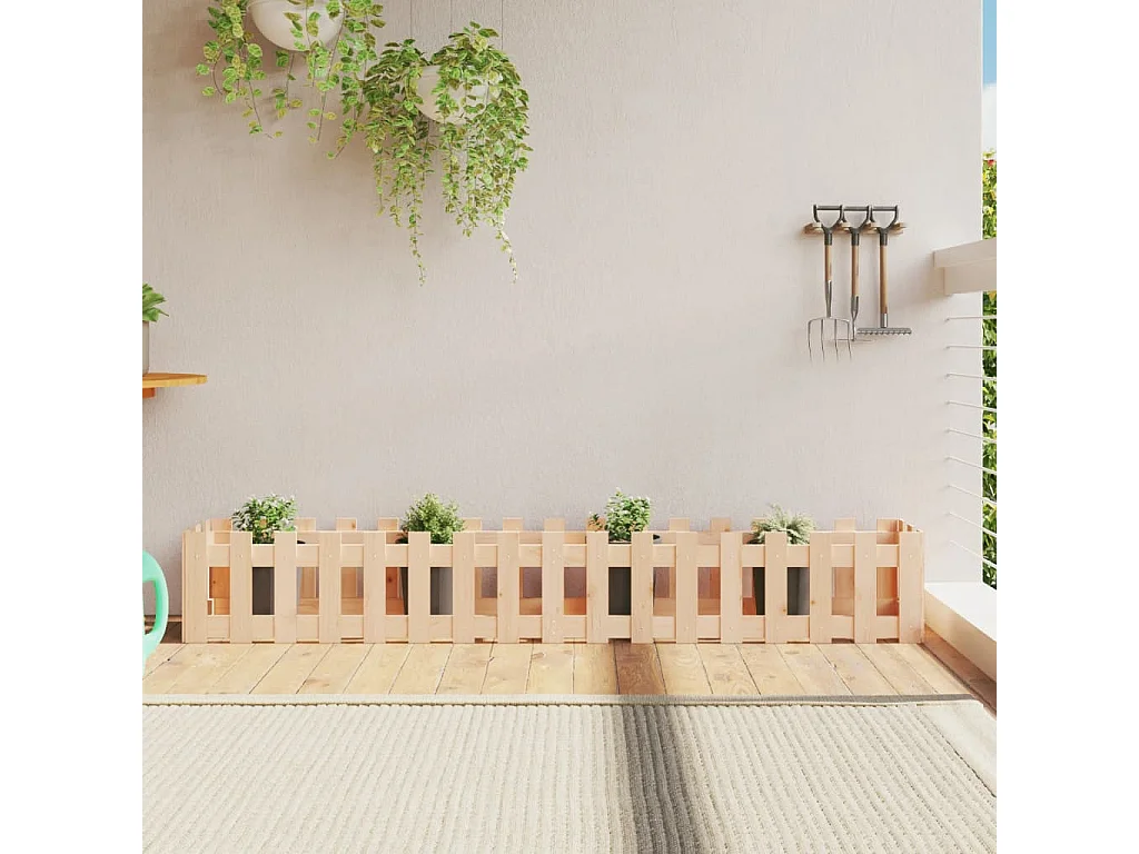 Design verhoogd tuinbed met omheining 200x30x30cm massief grenen