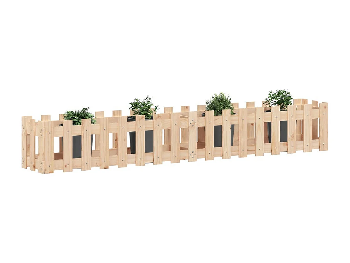 Design verhoogd tuinbed met omheining 200x30x30cm massief grenen