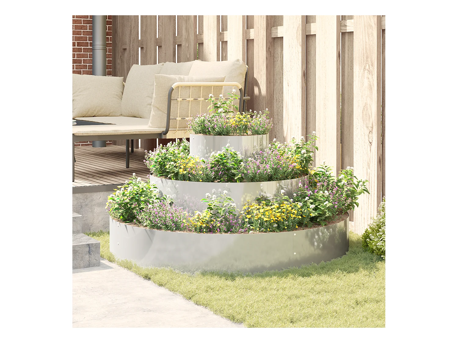 Metalen pot Gegalvaniseerd staal Ø 120 cm Duurzame grote ronde pot