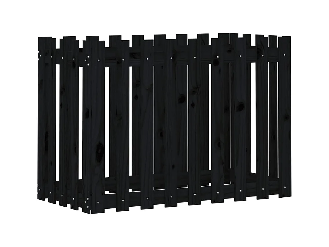 Jardinera elevada de diseño con valla 100x50x70cm de pino macizo