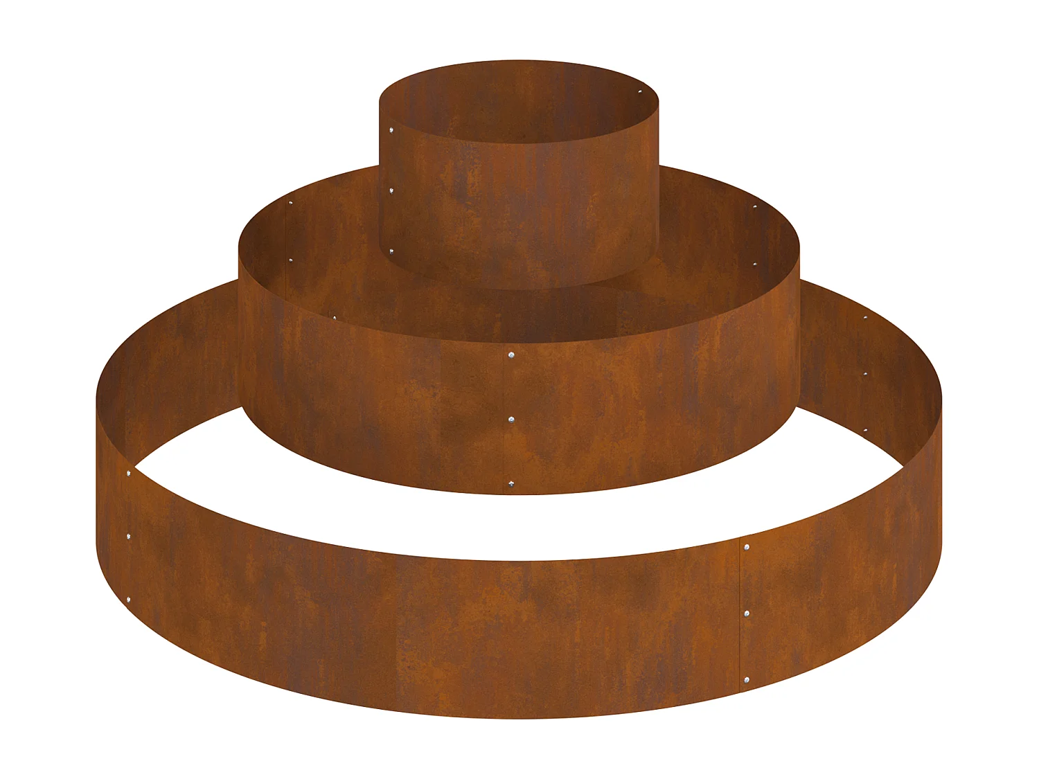 Vaso in acciaio Corten Ø 120 cm con intarsi decorativi