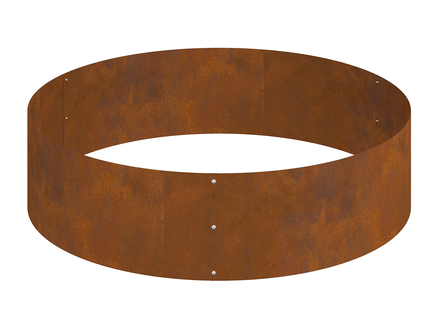Vaso in acciaio Corten Ø 120 cm con intarsi decorativi