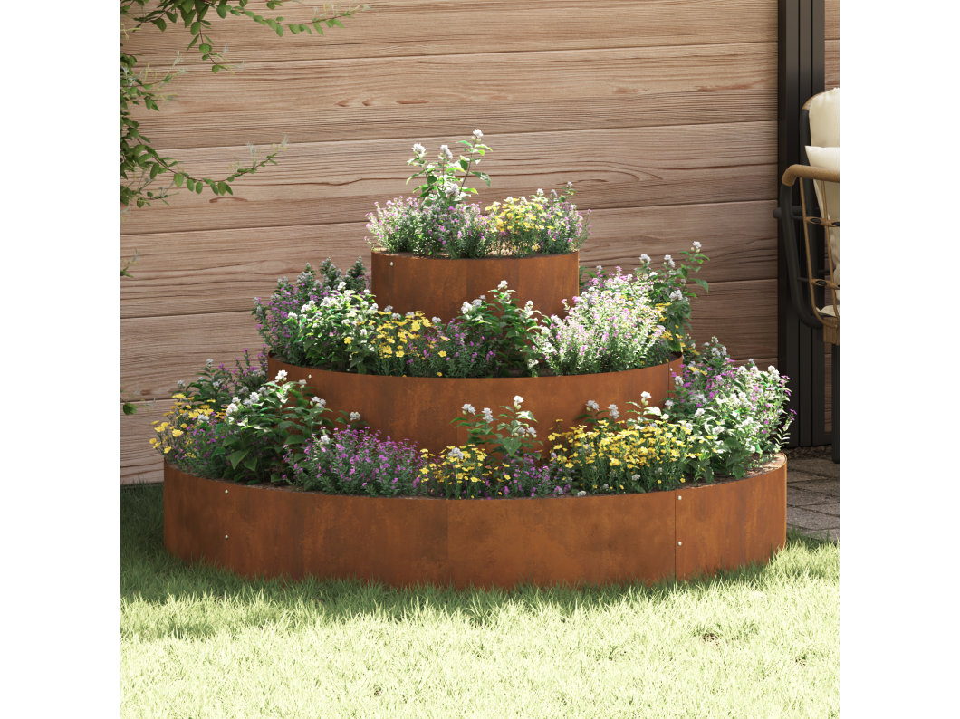 Pot en Métal Acier Corten Ø 120 cm Incrustations Décoratives