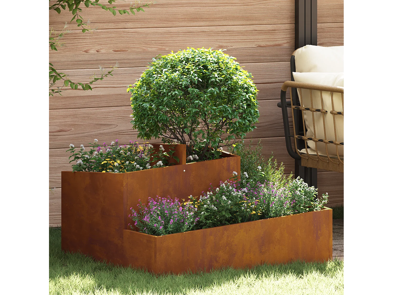 Planteur 80x80x50 cm en acier résistant aux intempéries