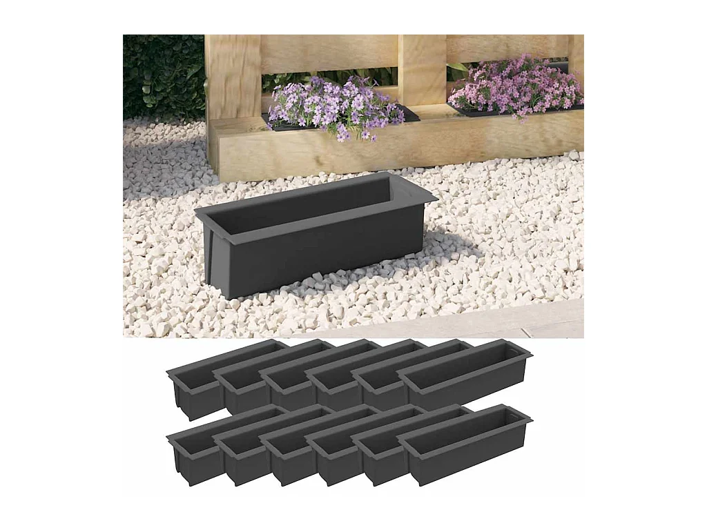 Bloembakken voor europallets 12 stuks Grijs 36x13,5x9,5cm PP