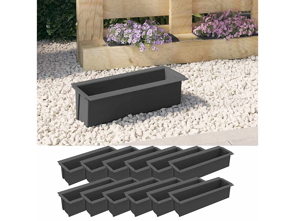 Bloembakken voor europallets 12 stuks Grijs 36x13,5x9,5cm PP