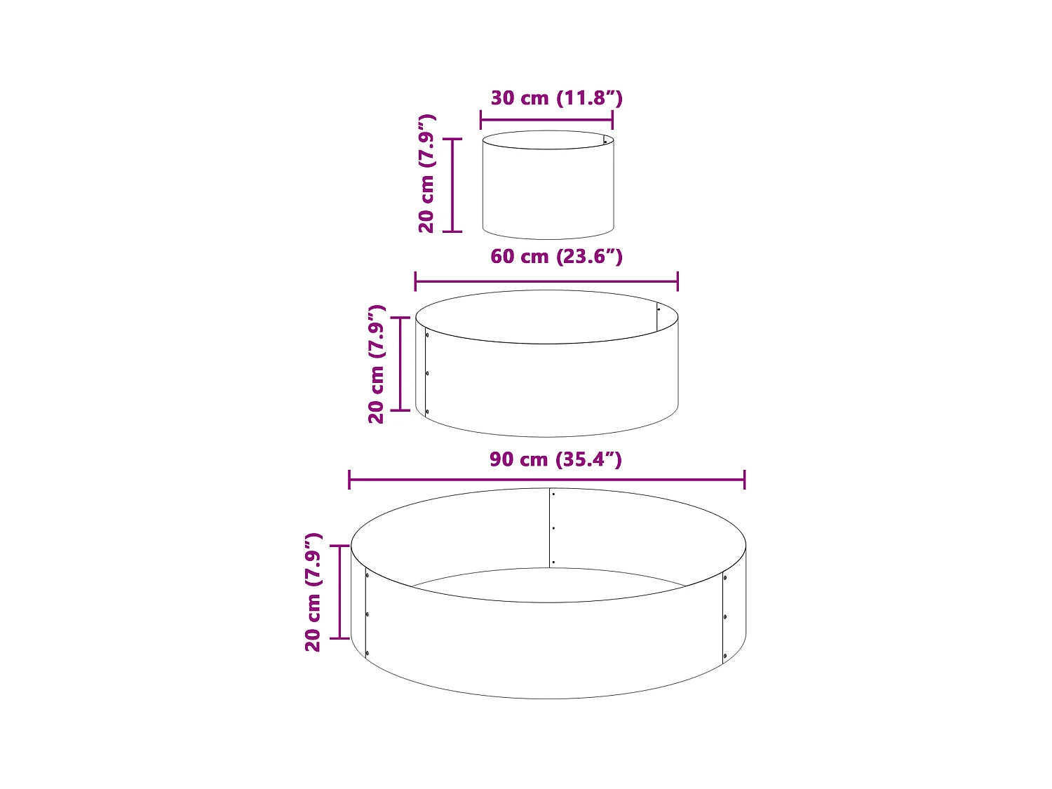 Metalen pot Staal/Zwart staal Grote modulaire metalen pot