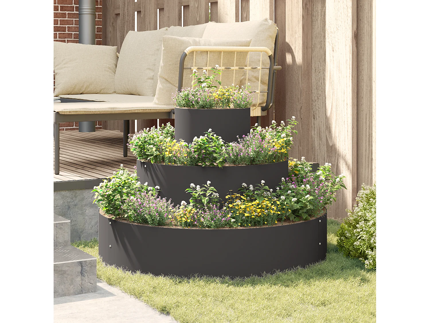 Pot en Métal Acier/noir Acier Grand Modulaire Pot en Métal