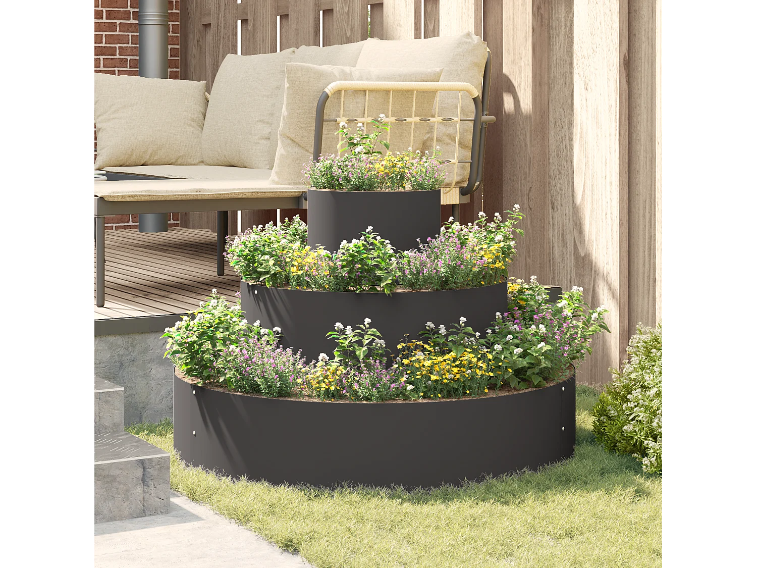 Pot en Métal Acier/noir Acier Grand Modulaire Pot en Métal