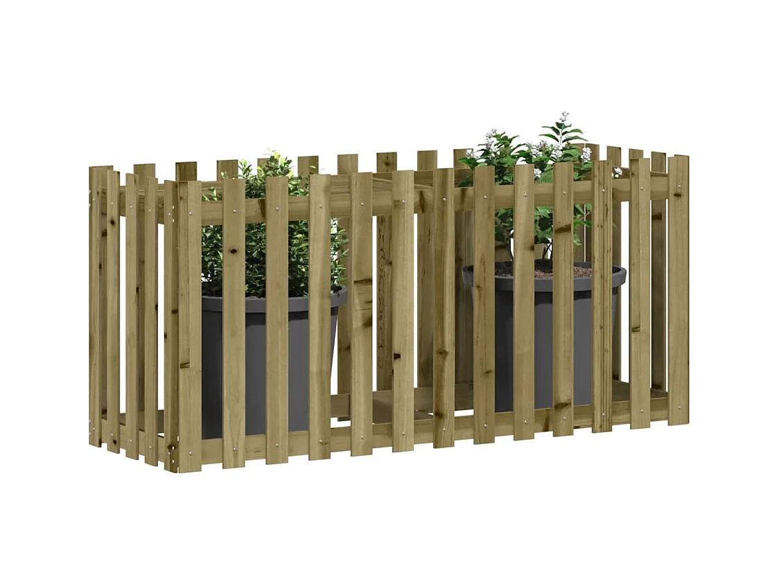 Verhoogd tuinbed met geïmpregneerd grenenhouten schuttingontwerp