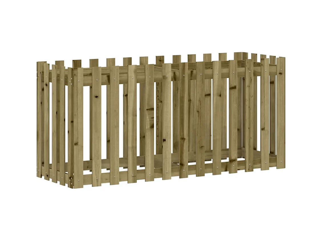 Verhoogd tuinbed met geïmpregneerd grenenhouten schuttingontwerp